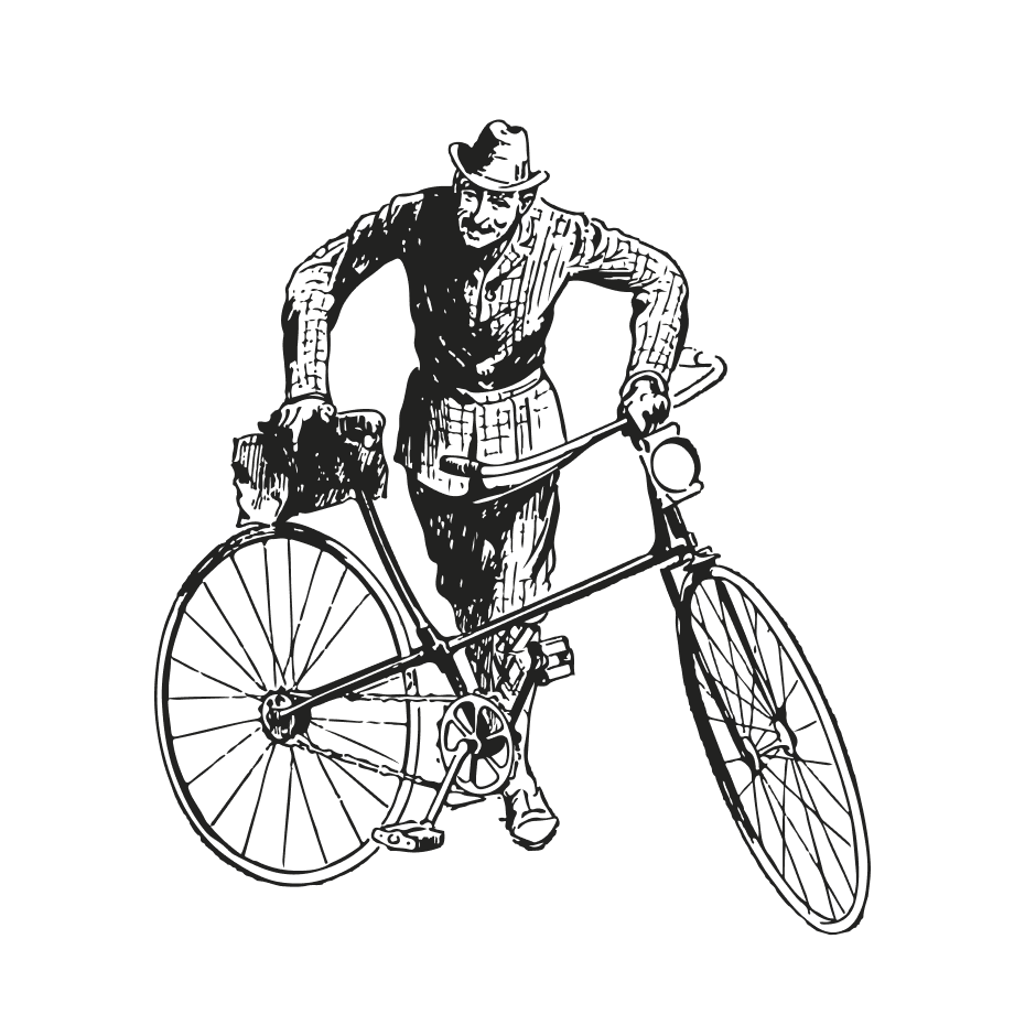 Desenho de Rafael Lorenzzi com uma bicicleta